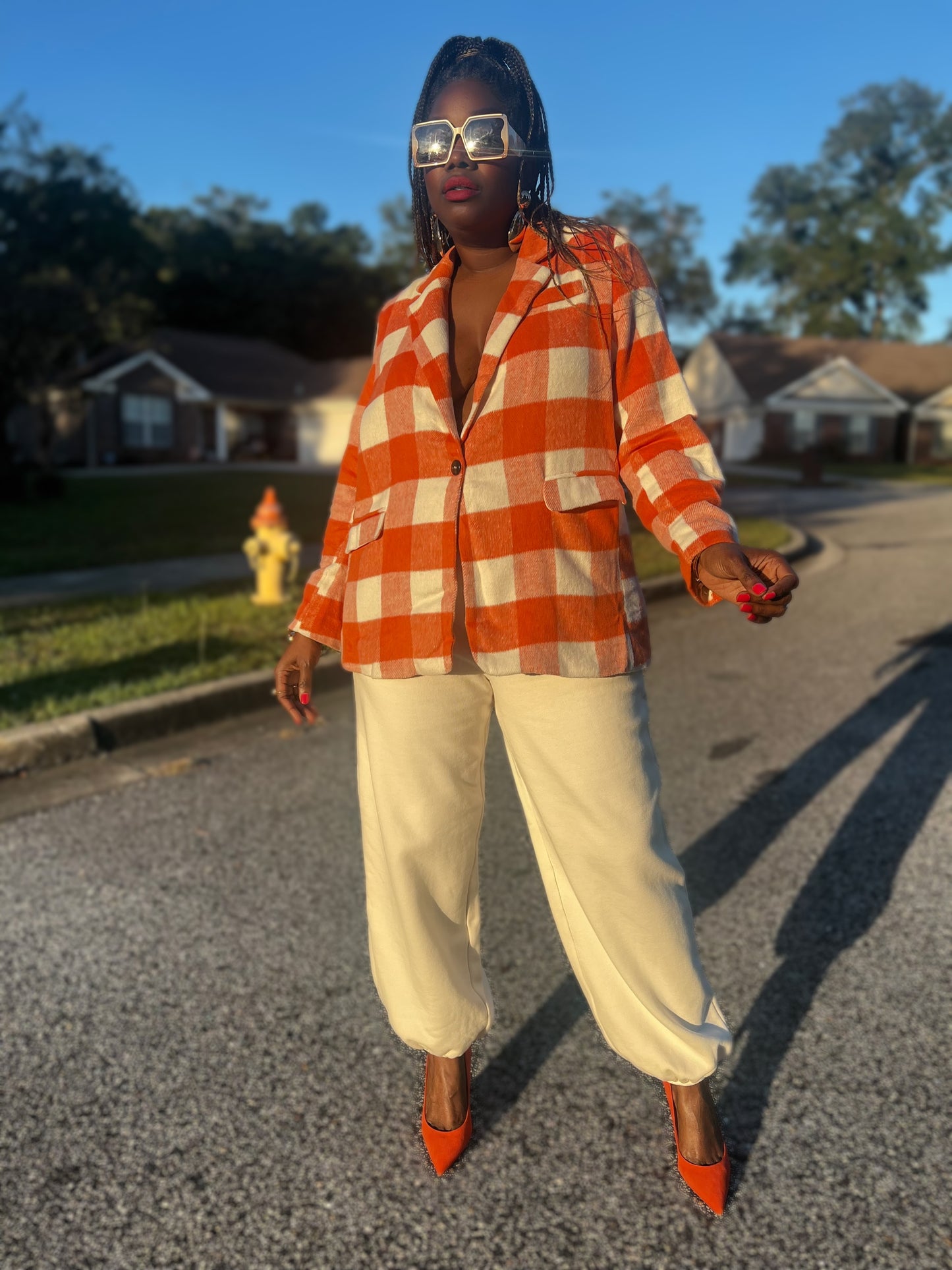 “In Check” Oversized Blazer (Plus)