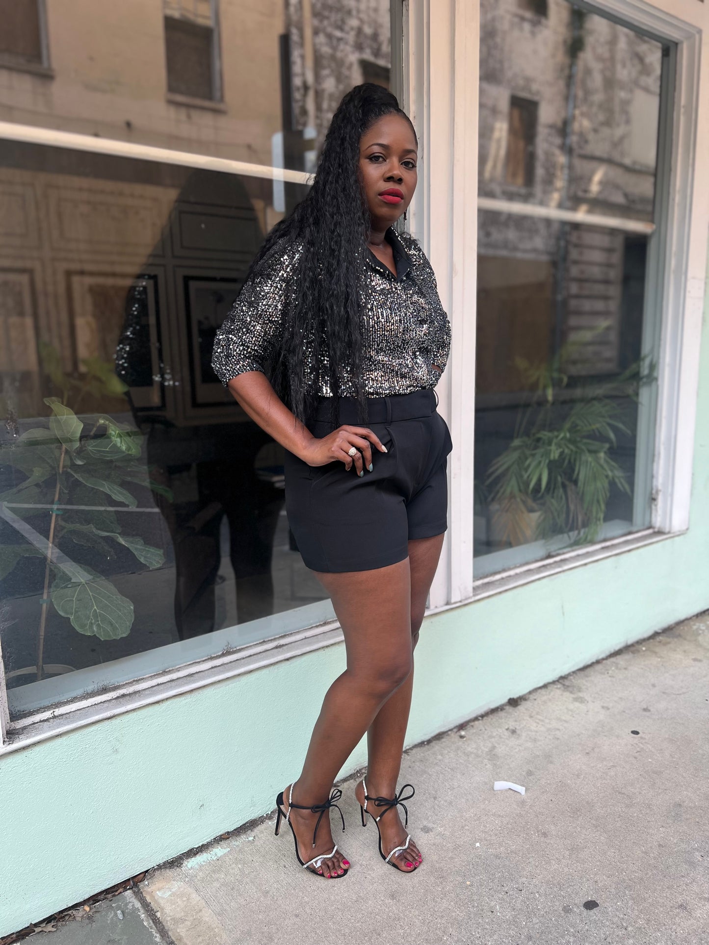 “All Glam” Sequin Blouse (Clearance)