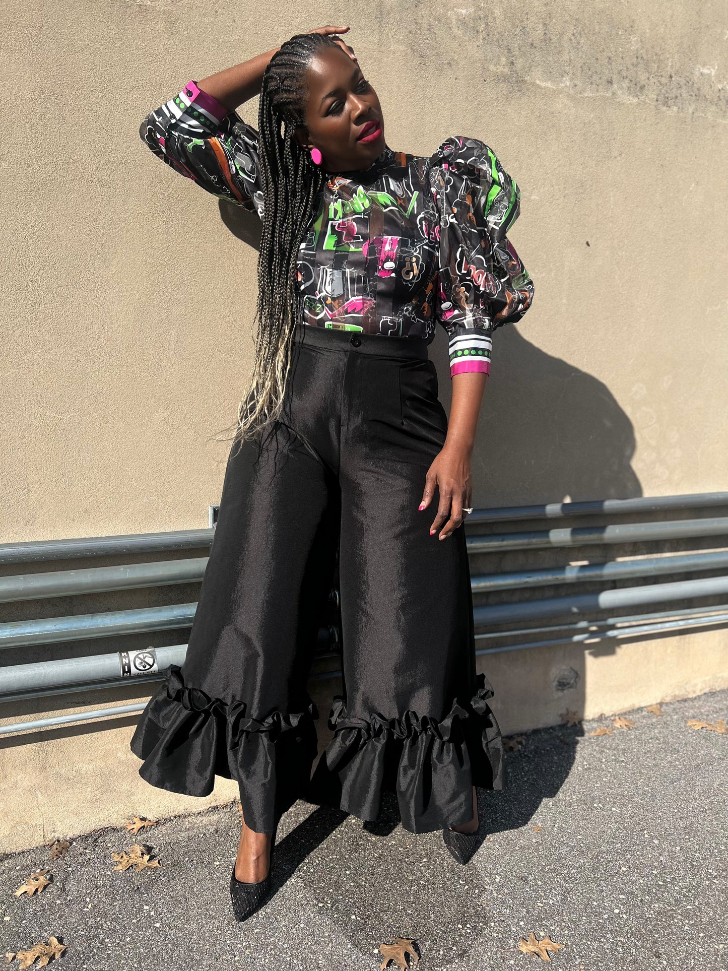 “Black Luxe” Ruffle Pant (S-2X)