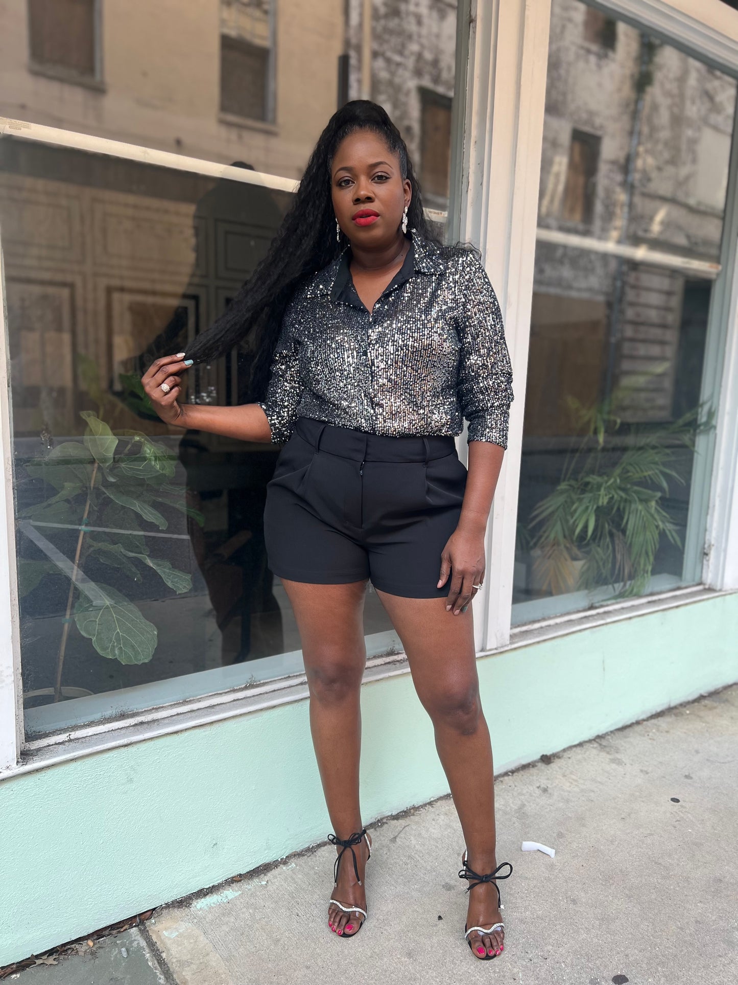 “All Glam” Sequin Blouse (Clearance)