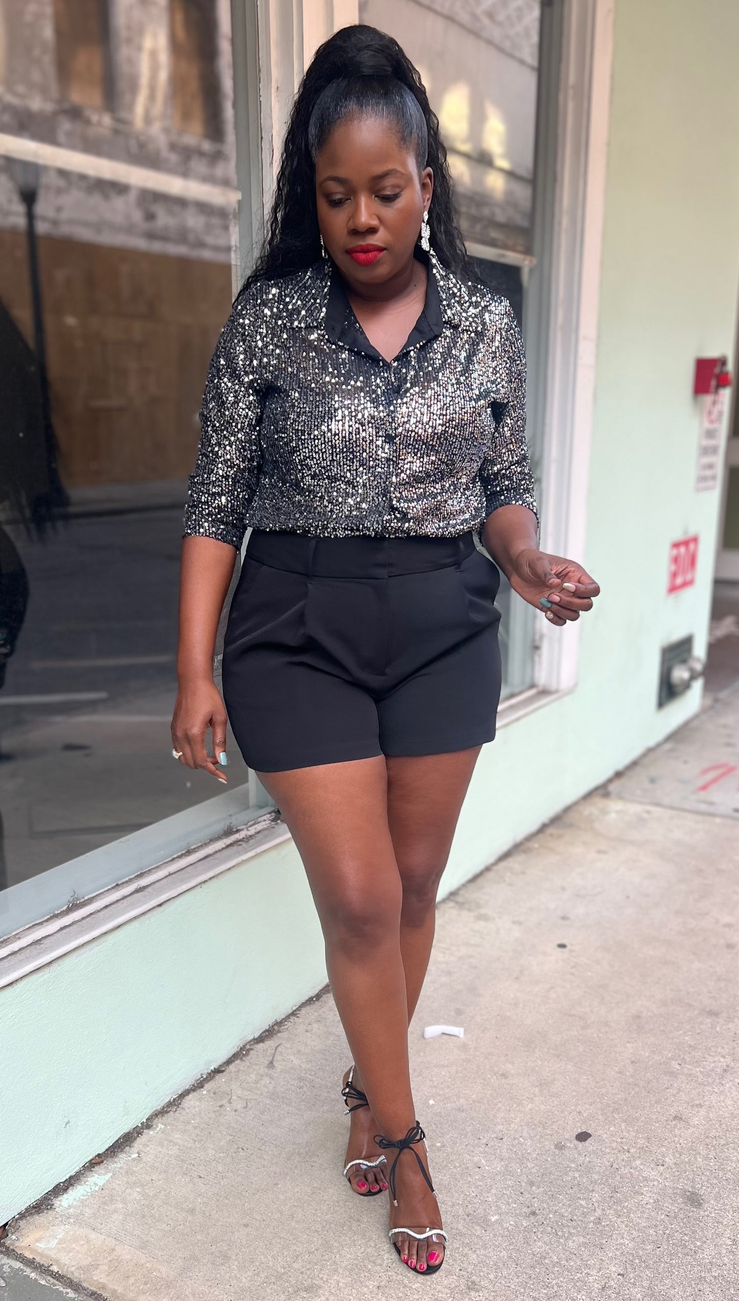 “All Glam” Sequin Blouse (Clearance)