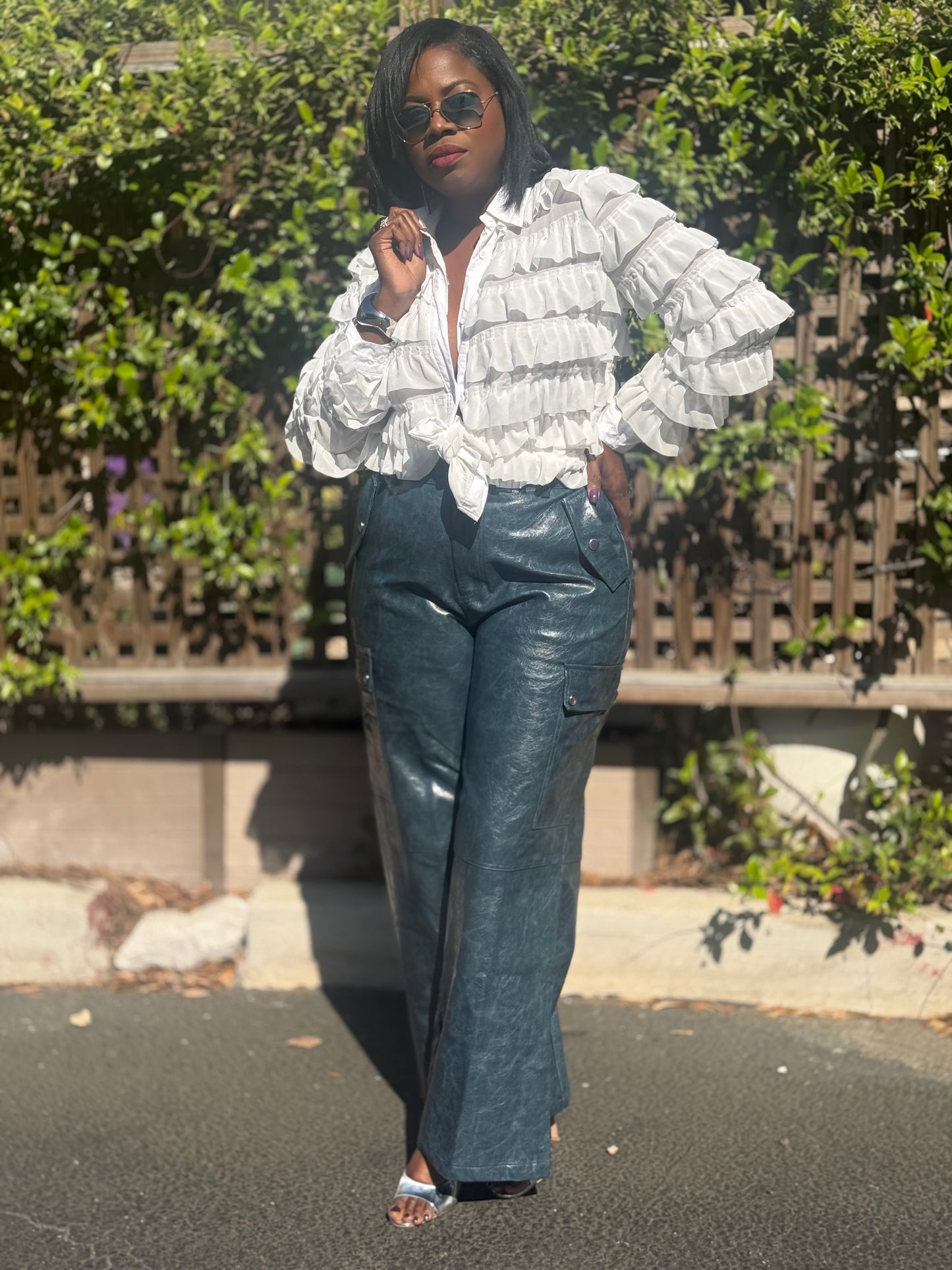 “Spring Teal” Faux Leather Pant (Plus)