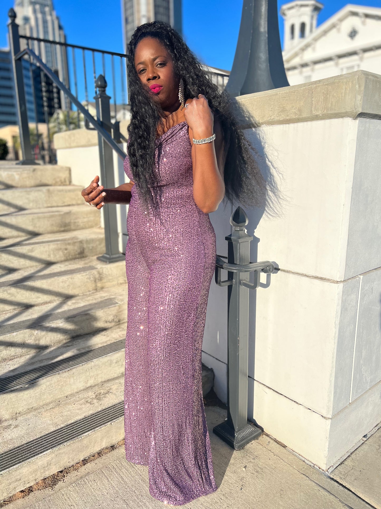 “Purple Fantasy” Sequin Jumpsuit (Plus+)