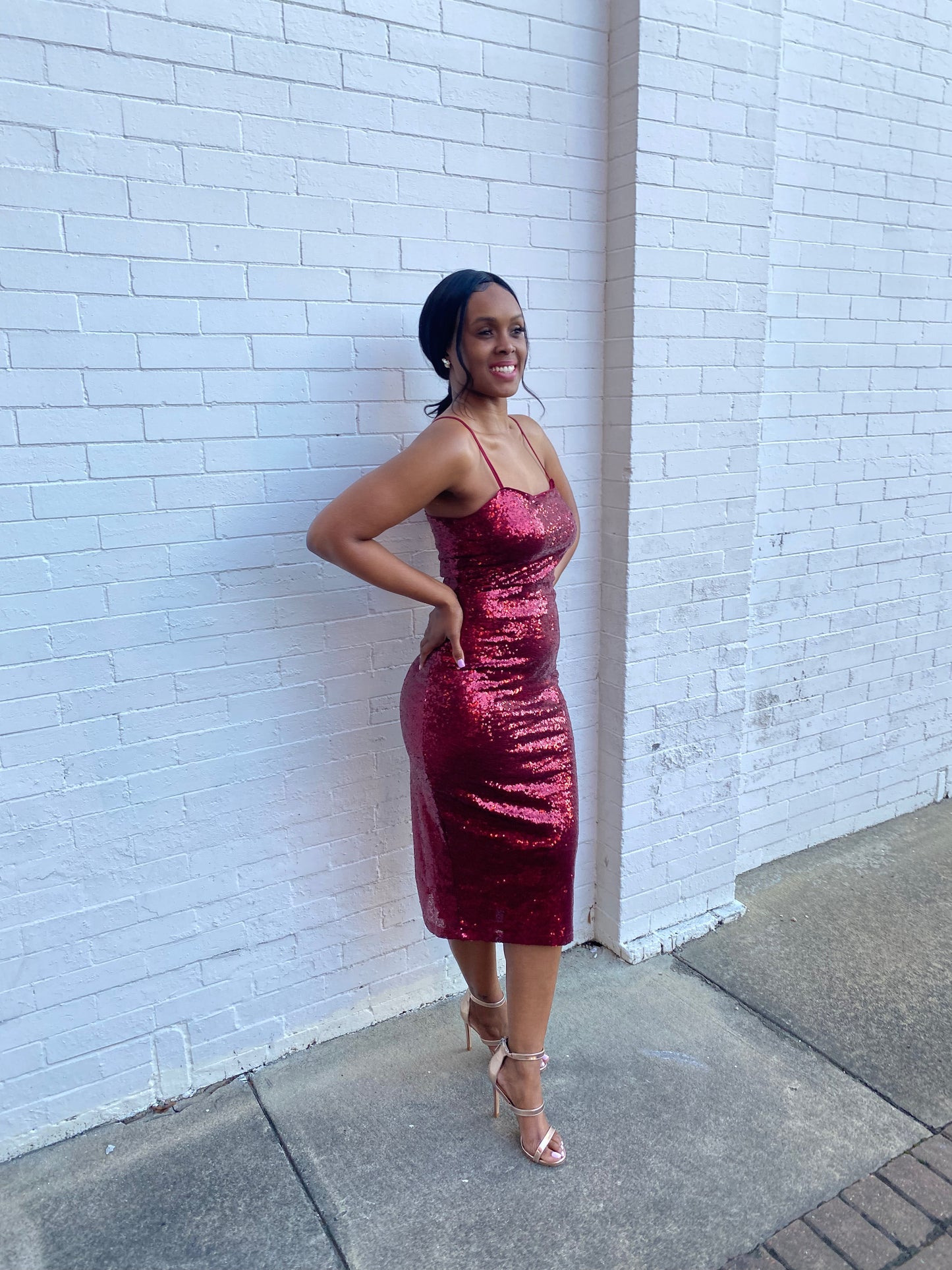 “Ruby Red” Sequined Midi