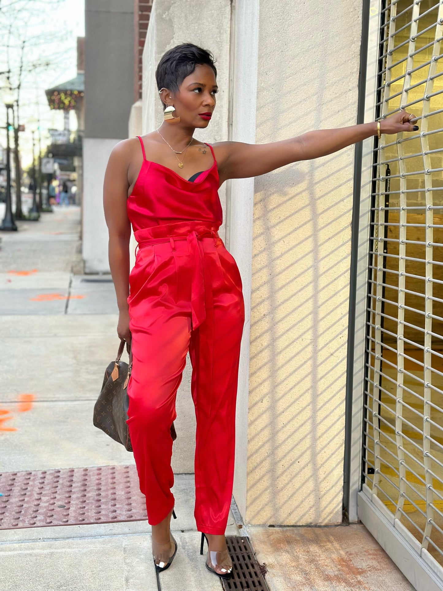 “Love Red” Satin Pant