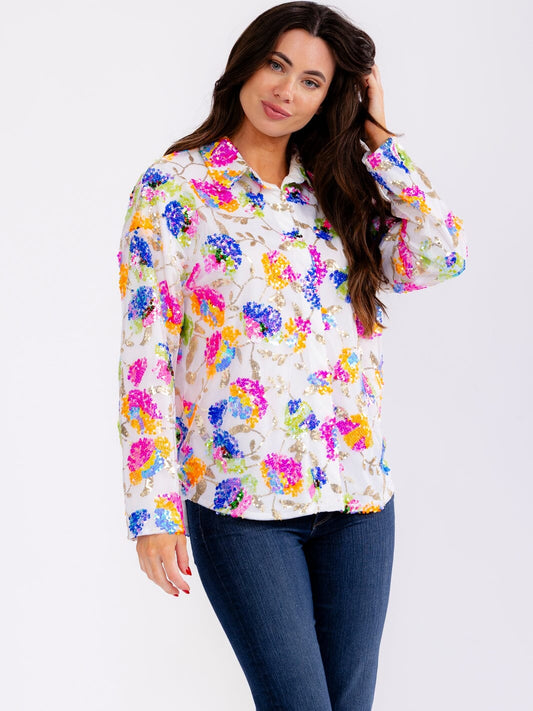 FD Floral Sequin Top