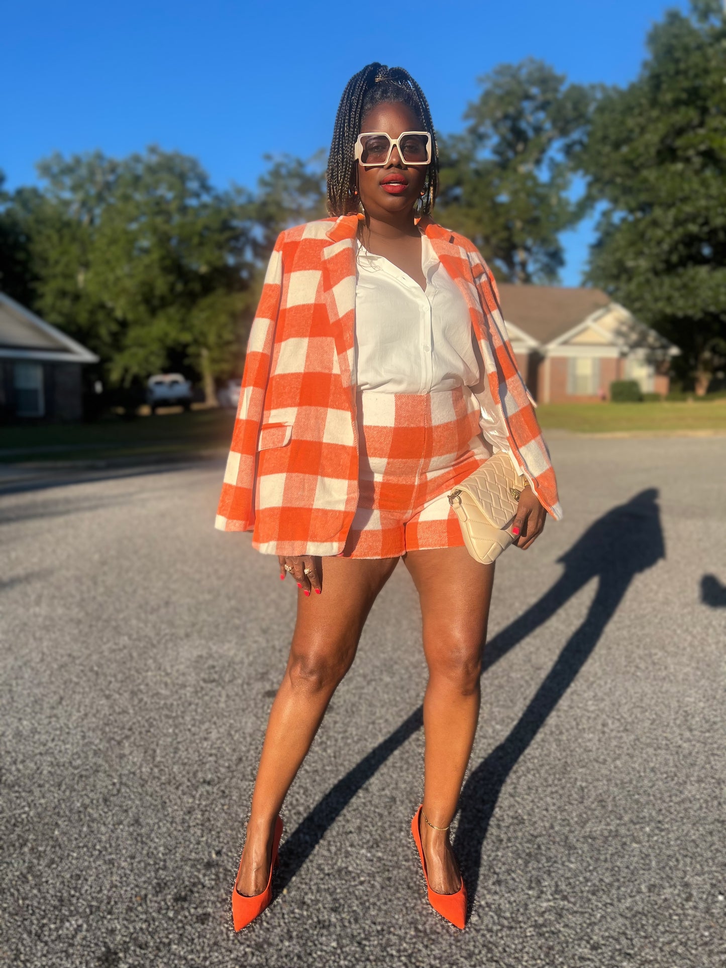 “In Check” Oversized Blazer (Plus)