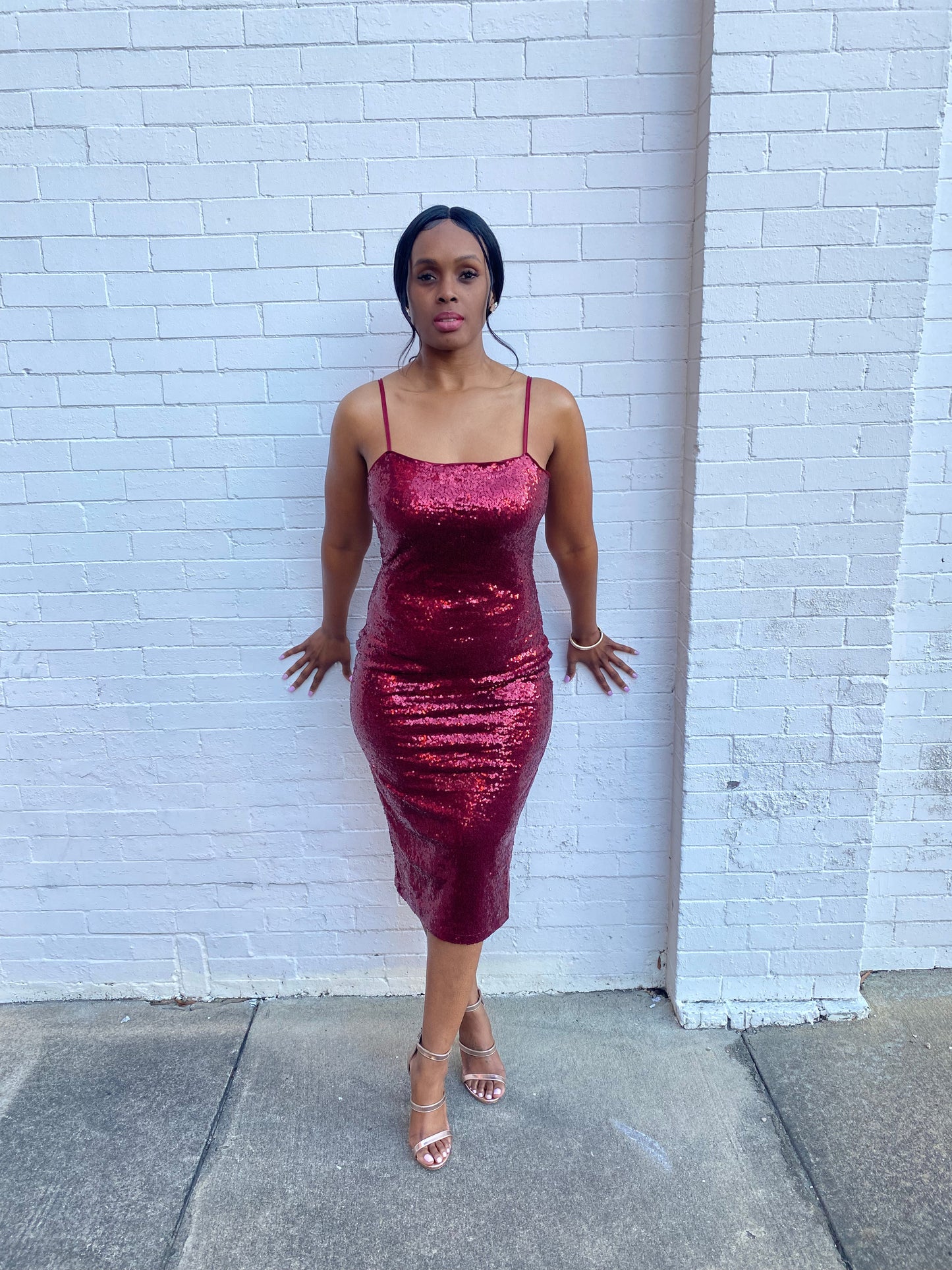 “Ruby Red” Sequined Midi