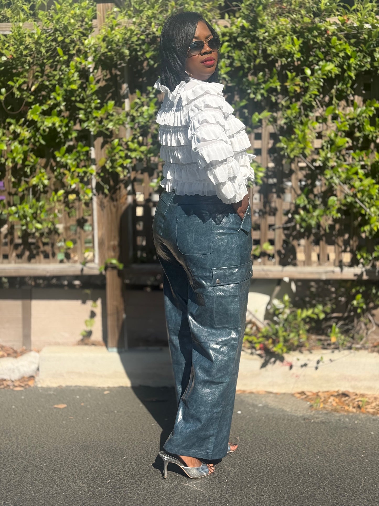 “Spring Teal” Faux Leather Pant (Plus)