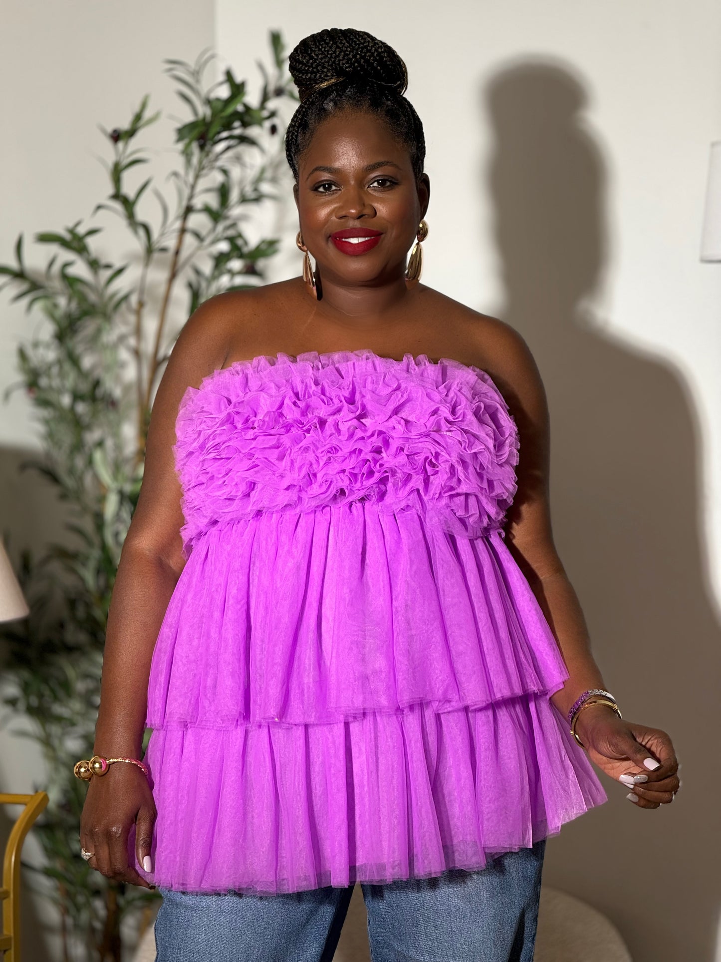 “Magenta Love” Tulle Tunic