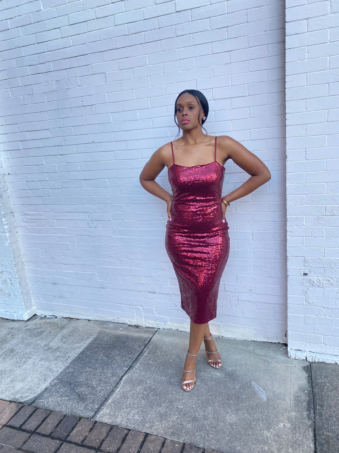 “Ruby Red” Sequined Midi