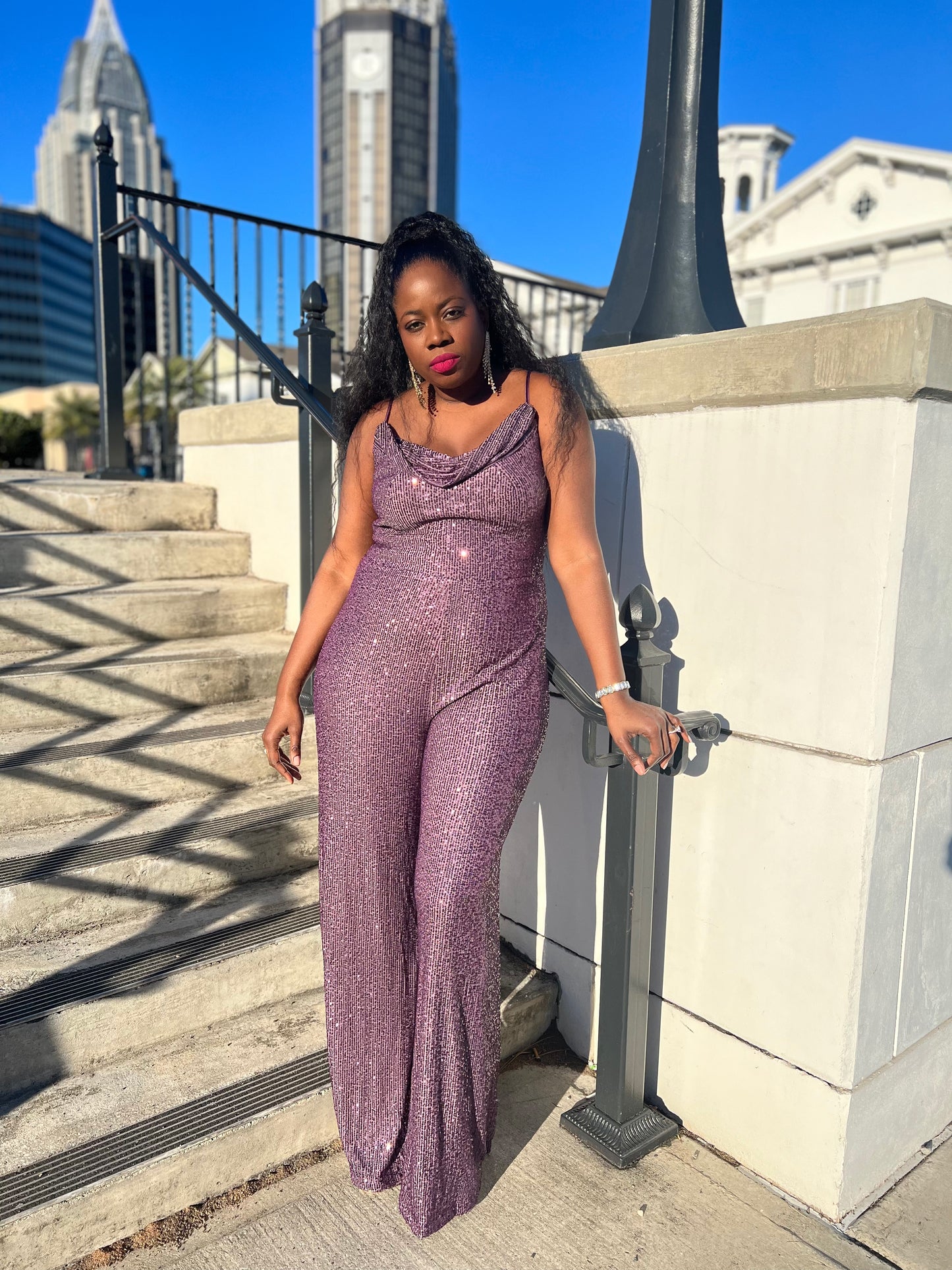 “Purple Fantasy” Sequin Jumpsuit (Plus+)