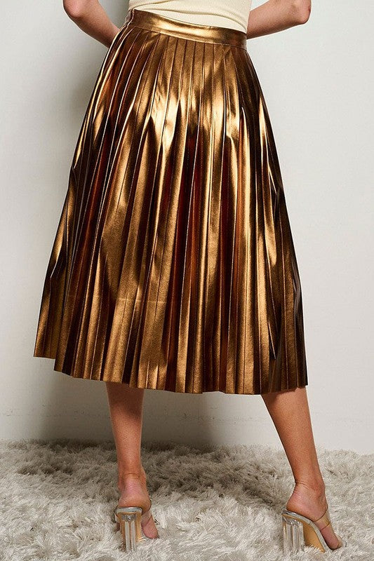 “Bronze Bliss” Pleated Skirt