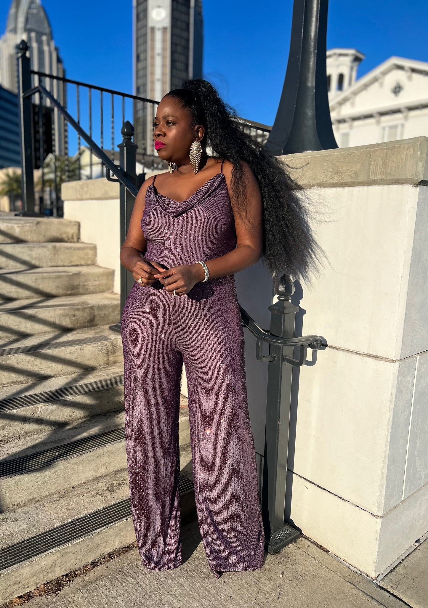 “Purple Fantasy” Sequin Jumpsuit (Plus+)