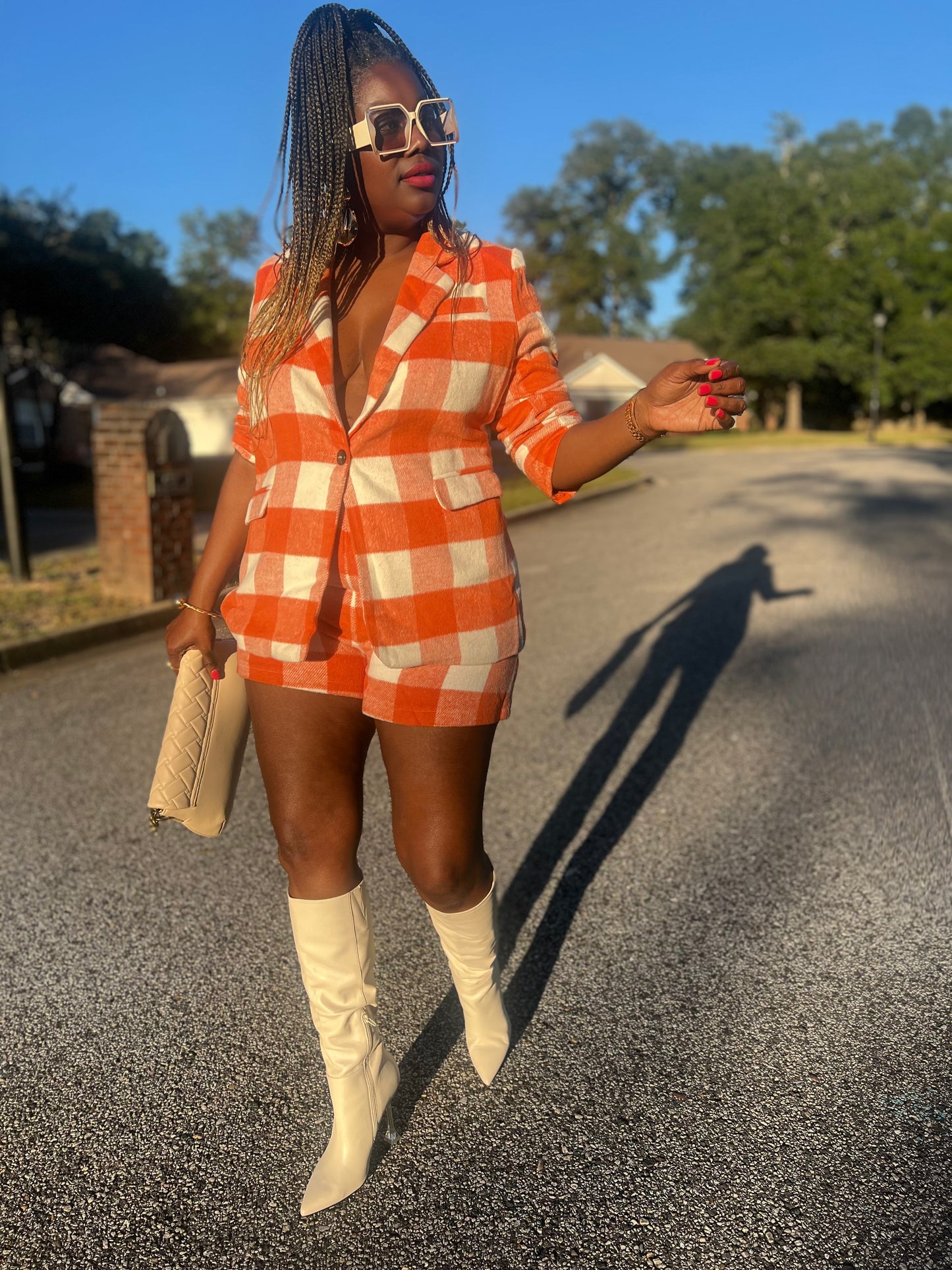 “In Check” Oversized Blazer (Plus)