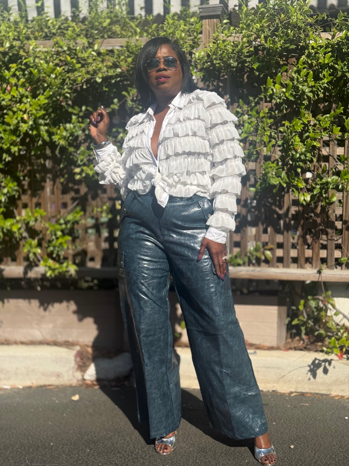 “Spring Teal” Faux Leather Pant (Plus)