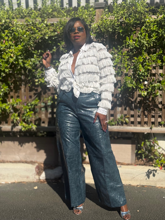 “Spring Teal” Faux Leather Pant (Plus)