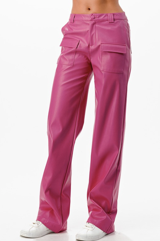 “Think Pink” Faux Leather Pants