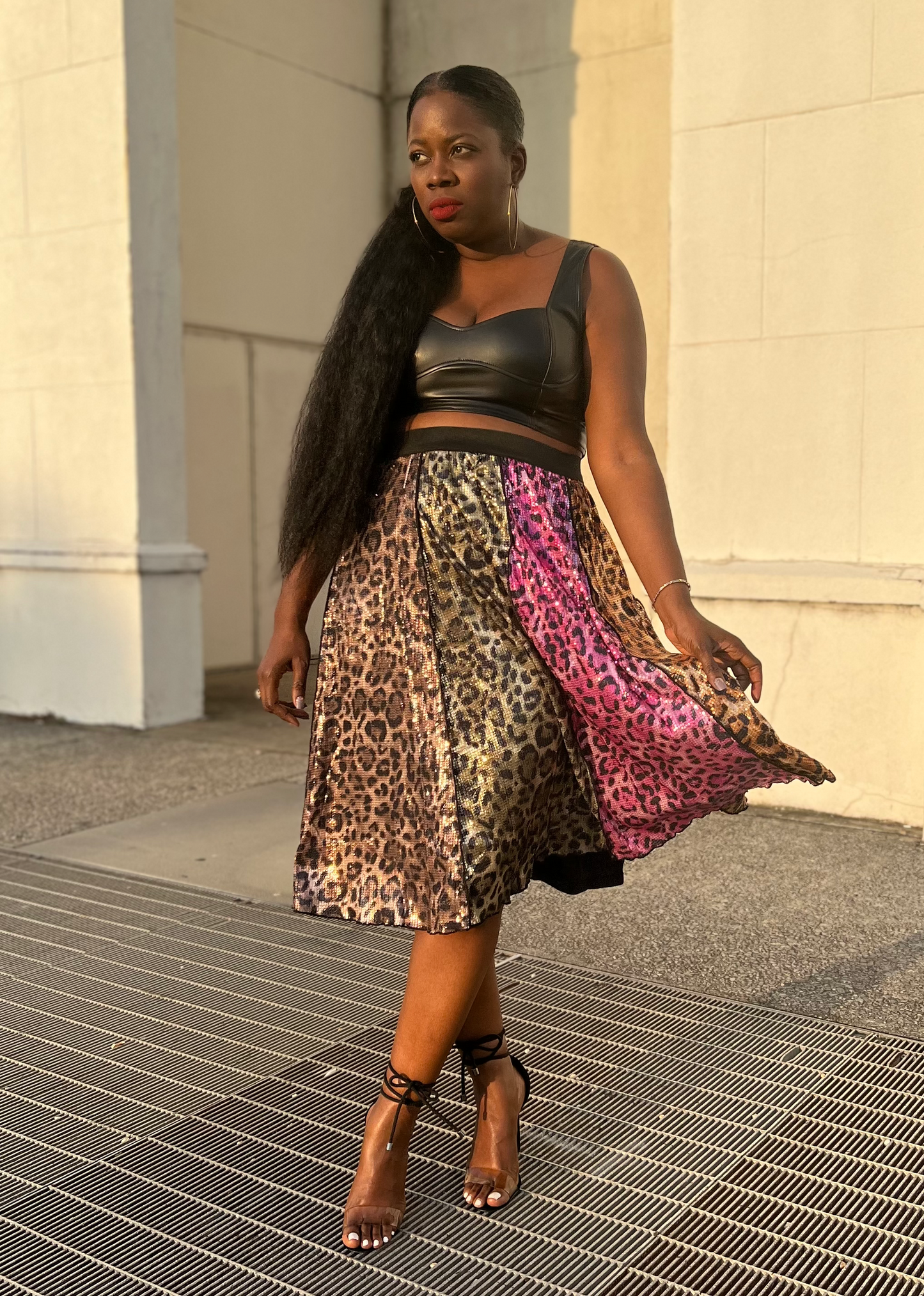 “Multi Leopard” Sequin Skirt