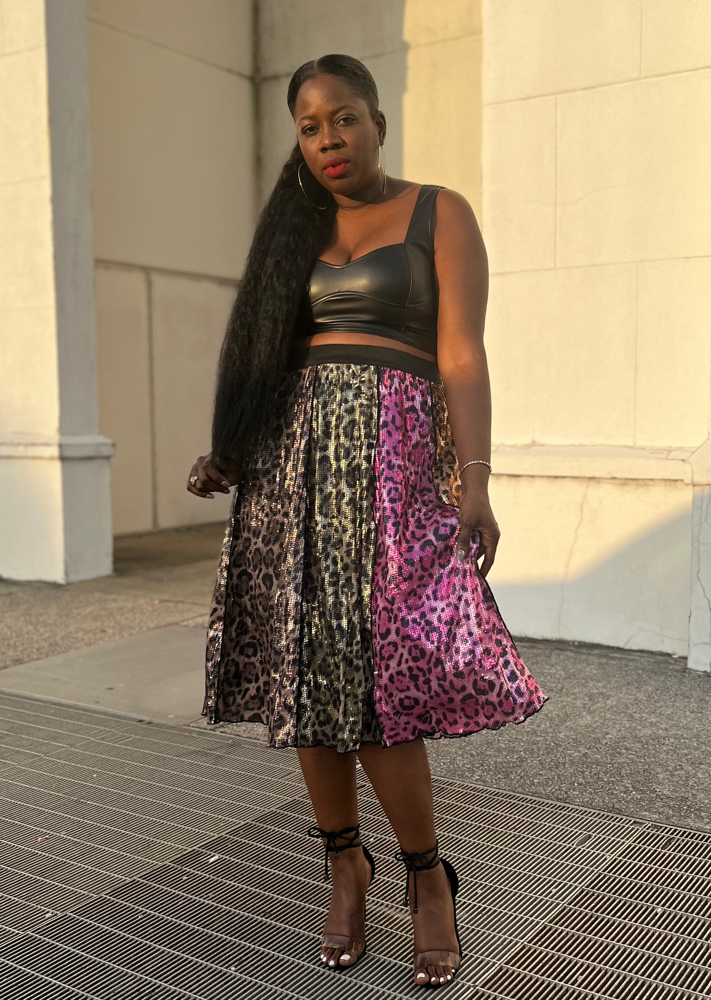 “Multi Leopard” Sequin Skirt