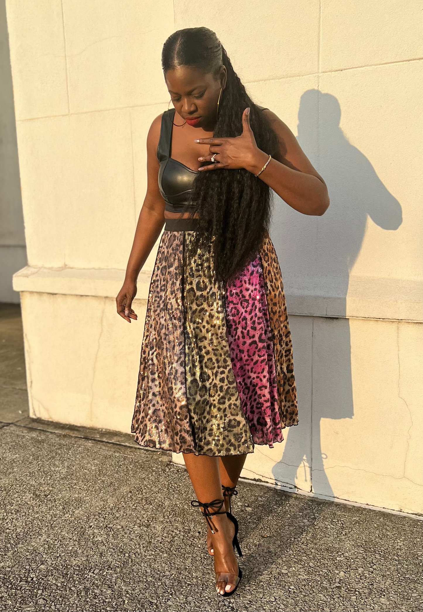 “Multi Leopard” Sequin Skirt