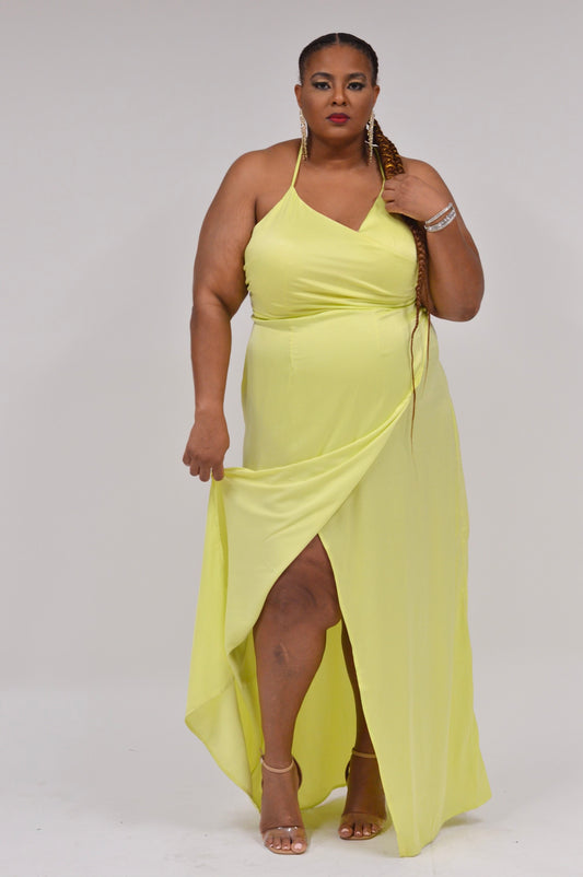 “Lemon Lime” Satin Maxi